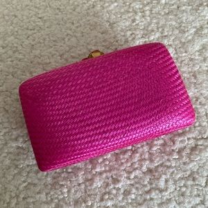 Kayu Pink + Red Raffia Clutch